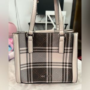 Nine West Plaid Beige-Pink, Black, Brown Cute Mini Purse New